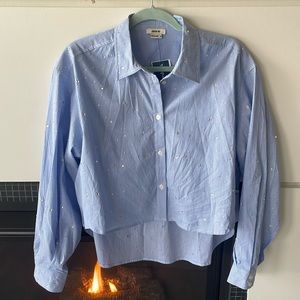 JASON WU - Rhinestone Stripped BLUE Dress Shirt 💎👕